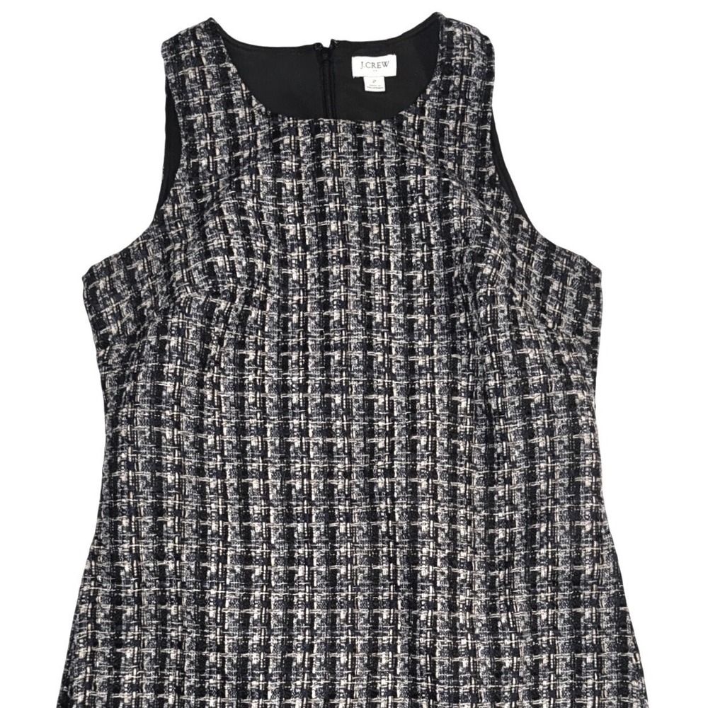 J.Crew Womens Navy Blue Black Tweed Sleeveless Shift Dress Size 2 Round Neck - Picture 3 of 9